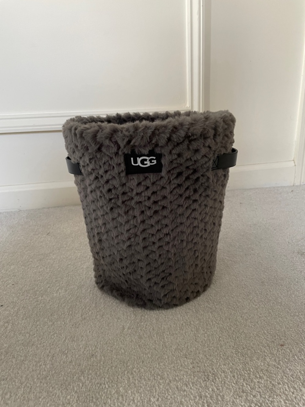 UGG Faux Fur Bucket Bin in Charcoal